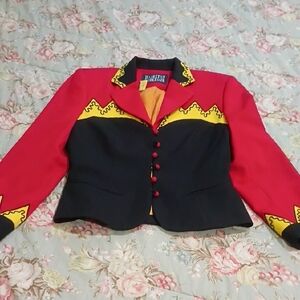 Colorful Women's Jacket with Red and Yellow Accents